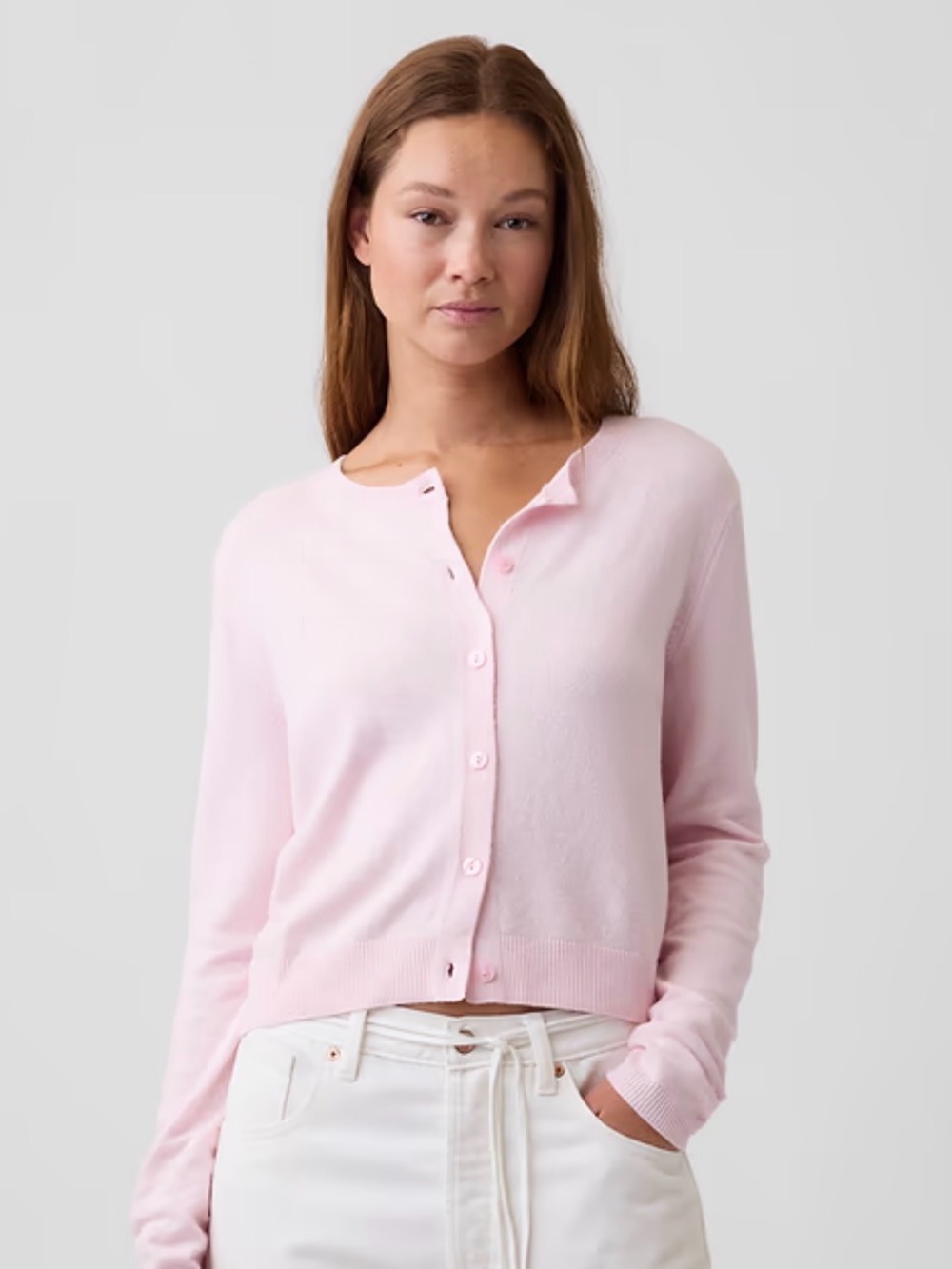 GAP Light Pink Women's Button-Front Cardigan